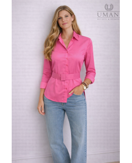 Fuchsiafarbene Damenbluse mit klassischem Blusenkragen