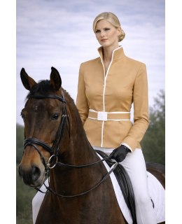 Paspelierte UMANI Stehkragenbluse in Gold-Weiß