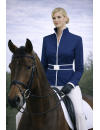 Stand-up collar blouse piped, marine / white