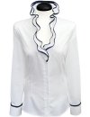 Ruffle blouse with piping, white / marine