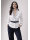 Ruffle blouse with piping, white / marine