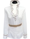 Ruffle blouse with piping, white / gold/goes out of the...