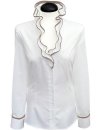 Ruffle blouse with piping, white / gold/goes out of the assortment