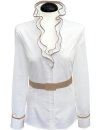 Ruffle blouse with piping, white / gold