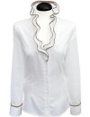 Ruffle blouse with piping, white / gold