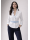 Ruffle blouse with piping, white / light blue