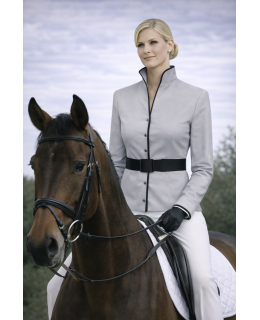 Stand-up collar blouse Piped, Smokey / Black