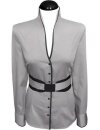 Stand-up collar blouse Piped, Smokey / Black