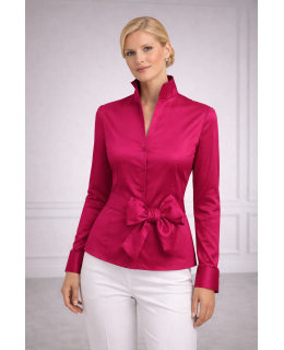 Stehkragenbluse, hot pink