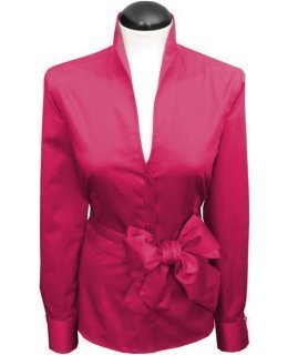 Stand-up collar blouse, hot pink