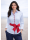 Contrast Blouse Light Blue Uni with Carmine Red  Piped
