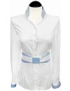 Contrast blouse, white plain with light blue / white/goes...