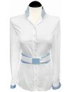 Contrast blouse, white plain with light blue / white