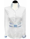 Contrast blouse, white plain with light blue / white