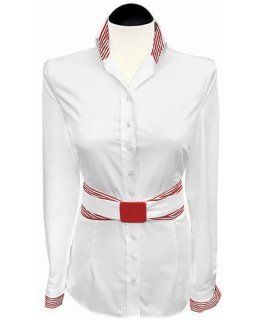 Kontrastbluse, weiss Uni mit rot/weiss/Geht aus dem Sortiment