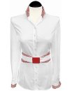 Contrast blouse, white plain with red / white/goes out of...