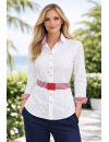Contrast blouse, white plain with red / white