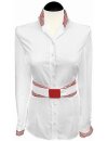 Contrast blouse, white plain with red / white
