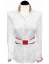 Contrast blouse, white plain with red / white