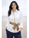 Contrast blouse Weiss Uni with gold  Piped