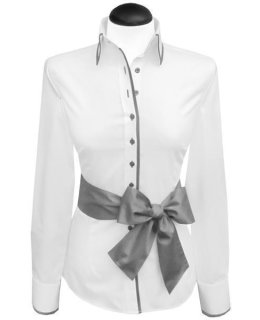 Contrast blouse White Uni with Smokey  Piped / goes from the assortment