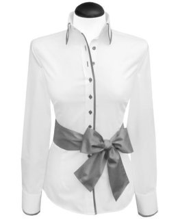 Contrast blouse Color: White Uni with Smokey  Piped XS