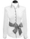 Contrast blouse Color: White Uni with Smokey  Piped XS