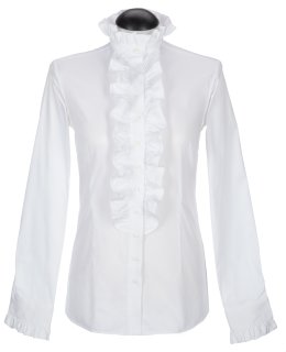 Twice ruffle blouse, white/goes out of the assortment