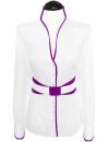 Stehkragenbluse paspeliert, weiss/bright viole