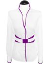 Stand-up collar blouse piped, white / bright violet /...