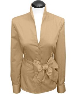 Stand-up collar blouse, gold