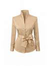 Stand-up collar blouse, gold