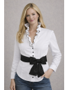 Ruffle blouse extravagant with piping, white / black/goes...