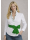Ruffle blouse extravagant with piping, white / green/goes out of the assortment