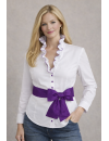 Ruffle blouse extravagant with piping, white / bright violet/goes out of the assortment