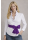 Ruffle blouse extravagant with piping, white / bright violet/goes out of the assortment
