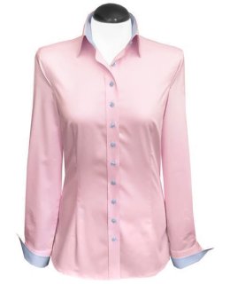 Contrast blouse, pink uni with light blue / goes out of the assortment