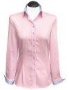 Contrast blouse, pink uni with light blue / goes out of...