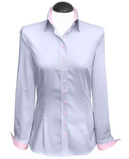 Kontrastbluse, hellblau Uni mit rosa/Geht aus dem Sortiment