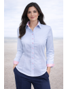 Contrast blouse, light blue uni with pink