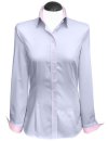 Contrast blouse, light blue uni with pink / goes out of...