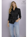 Bluse, schwarz uni extralang