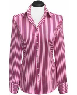 Blouse, pink / white striped satin / goes out of the assortment