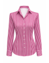 Blouse, pink / white striped satin / goes out of the assortment
