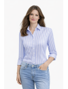 Bluse, hellblau/weiss gestreift Satin