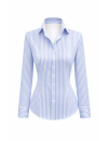 Bluse, hellblau/weiss gestreift Satin