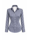 Blouse, marine / white striped satin / goes out of the assortment