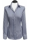 Blouse, marine / white striped satin / goes out of the assortment