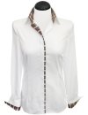 Contrast blouse 2-colored with patch: White / Karo 2...