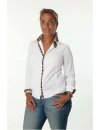 Contrast blouse 2-colored with patch: White / Karo 2 /goes out of Stock